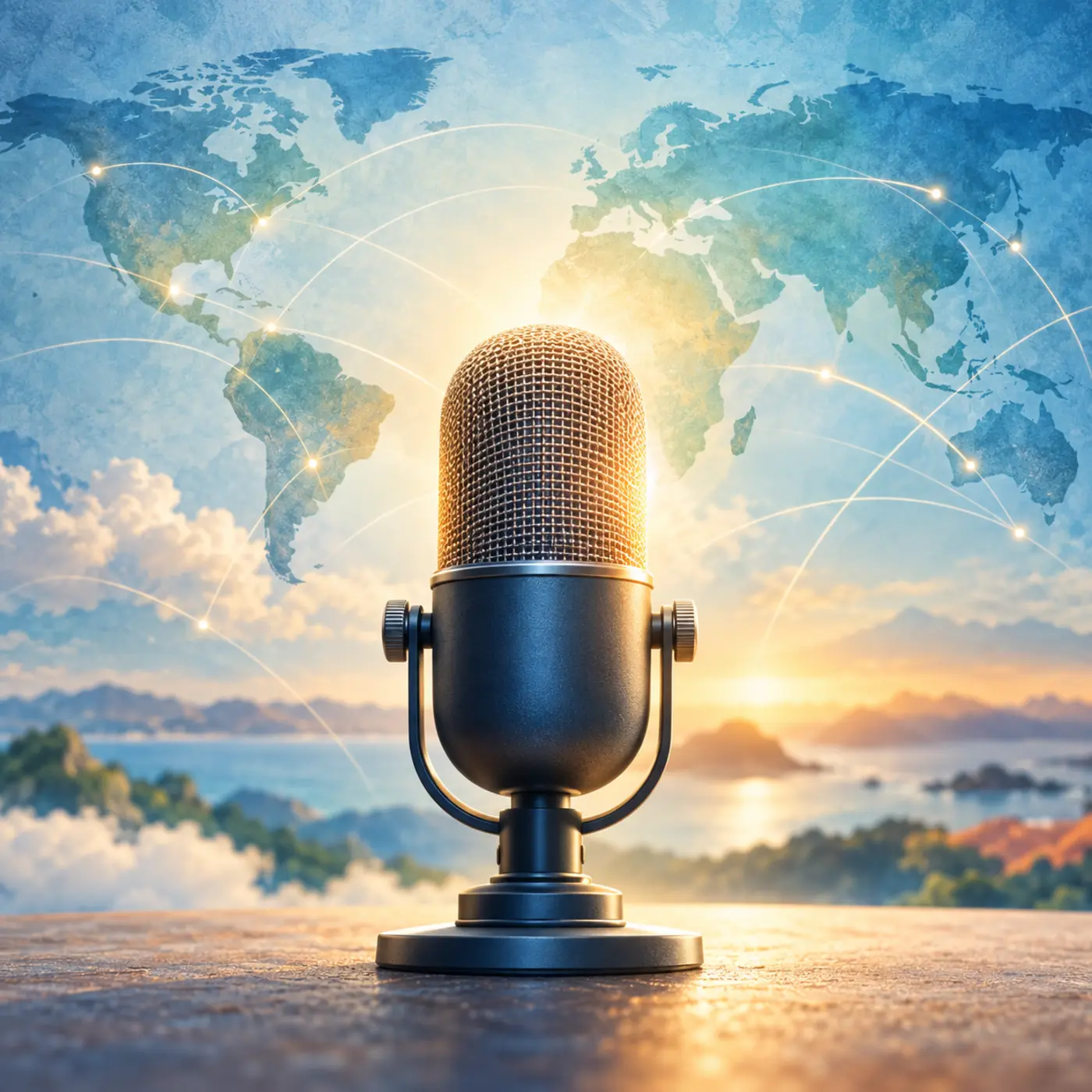 A podcast microphone connecting stories around the world